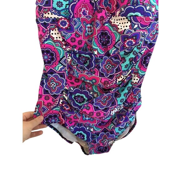 Assets One Piece Swimsuit Women's Size XL Multicolor Geometric Spanx - Picture 5 of 7